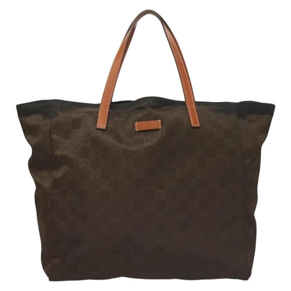 GUCCI GG Canvas Tote Bag Brown Gold - Picture 2 of 16